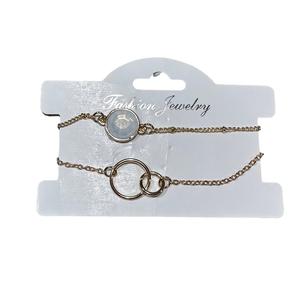 Gold 2 Piece Adjustable Bracelet Set